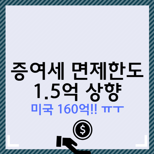 증여세 면제한도 상향 한국 1.5억 미국 160억